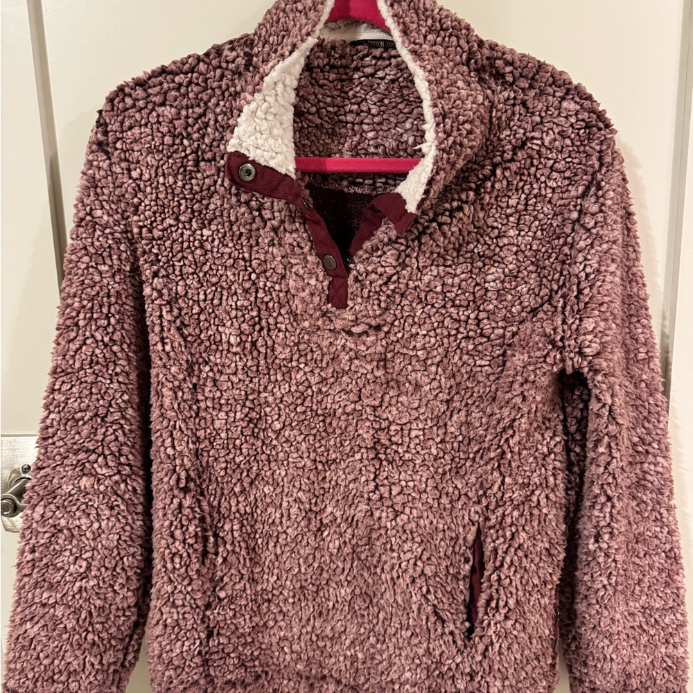 Cozy Plush Sherpa Pullover Sweater - Dusty Mauve